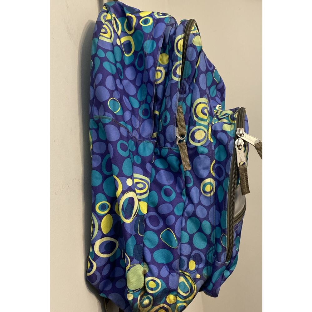 L.L. Bean Backpack Daypack Book Bag Reflective Camping Hiking School Blue Purple - Picture 2 of 9